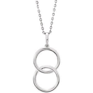 Interlocking Circle Necklace, Rhodium-Plated 14k White Gold, 18"