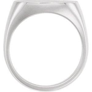 Men's Closed Back Signet Semi-Polished 14k White Gold Ring (18mm)