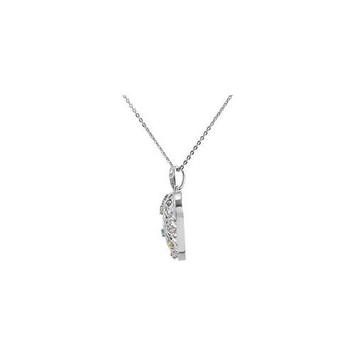 CZ 'Desires of the Heart' Rhodium Plate Sterling Silver Filigree Pendant Necklace, 18"
