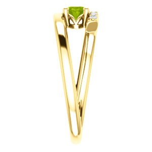 Peridot and Diamond Bypass Ring, 14k Yellow Gold (.125 Ctw, G-H Color, I1 Clarity)