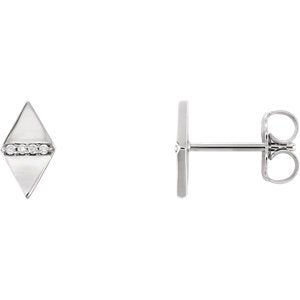 Diamond Geometric Earrings, Rhodium-Plated 14k White Gold (.025 Ctw, GH Color, I1 Clarity)