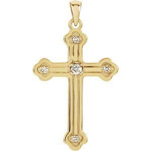 Diamond Cross 14k Yellow Gold Pendant