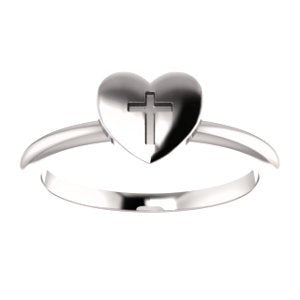 Platinum Heart with Cross Slim Profile Ring