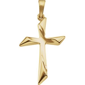 Curvy Cross 14k Yellow Gold Pendant Necklace, 16"