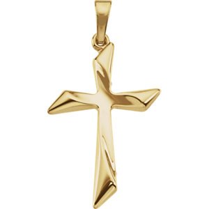 Curvy Cross 14k Yellow Gold Necklace, 24"