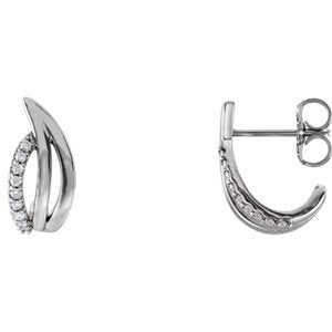 Platinum Diamond Freeform J-Hoop Earrings (.1 Ctw, G-H Color, SI2-SI3 Clarity )