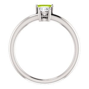 Platinum Peridot and Sapphire Two-Stone Ring, Size 7