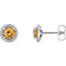 Citrine and Diamond Halo-Style Earrings, 14k White Gold (3.5MM) (.125 Ctw, G-H Color, I1 Clarity)