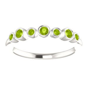 Peridot 7-Stone 3.25mm Ring, Rhodium-Plated 14k White Gold