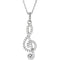 Petite Diamond Treble Clef Rhodium Plate 14k White Gold Pendant Necklace, 16" (.25 Cttw)