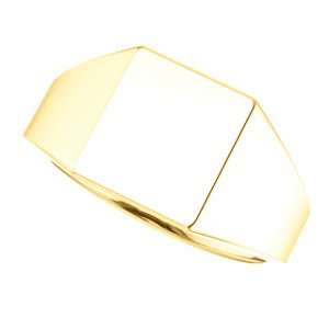Men's Closed Back Rectangle Signet Ring, 18k Yellow Gold (11X10mm)