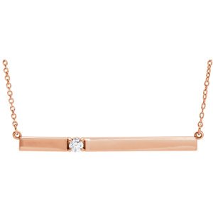 Diamond Solitaire Bar 14k Rose Gold Necklace, 17.5'' (.10 Cttw)