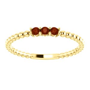 Mozambique Garnet Beaded Ring, 14k Yellow Gold, Size 6.5