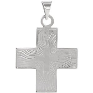 Greek Cross Rhodium-Plated 14k White Gold Pendant (20.50X18.00 MM)