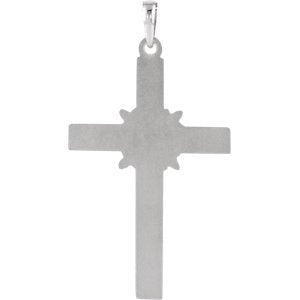 Men's Platinum Rose of Sharon Cross Pendant