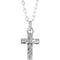 Youth Cross Rhodium-Plated 14k White Gold Pendant Necklace, 15" (09.50X06.50 MM)