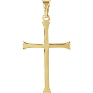 Embossed Cross 14k Yellow Gold Pendant