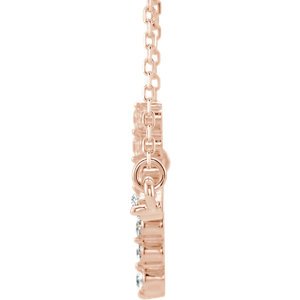 Diamond Sideways Cross Center Necklace, 14k Rose Gold, 18" (.33 Ctw, G-H Color, I1 Clarity)