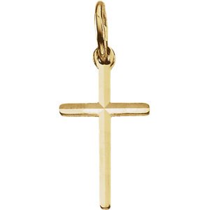 Beveled Cross 14k Yellow Gold Pendant (13X08.50 MM)