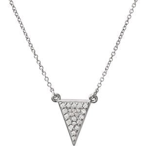 Platinum Diamond Triangle Necklace, 16.5" (.2 Ctw, GH Color, SI2-SI3 Clarity)