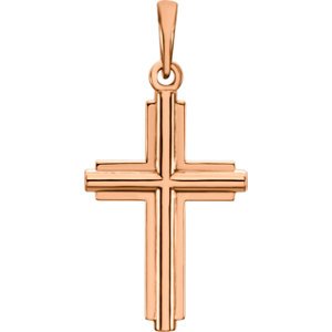 Inlay Cross 14k Rose Gold Pendant (25.10X12.50 MM)