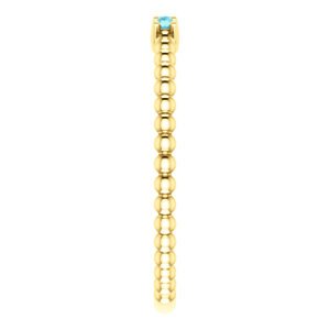 Blue Zircon Beaded Ring, 14k Yellow Gold, Size 7.25