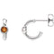 Citrine J-Hoop Earrings, Rhodium-Plated 14k White Gold