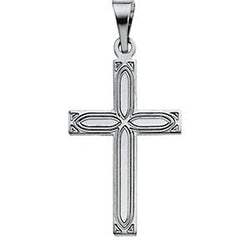 Childrens 14k White Gold Christian Cross with Embossed Passion Cross Pendant