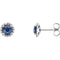 Blue Sapphire and Diamond Earrings, Rhodium-Plated 14k White Gold (0.16 Ctw, G-H Color, I1 Clarity)