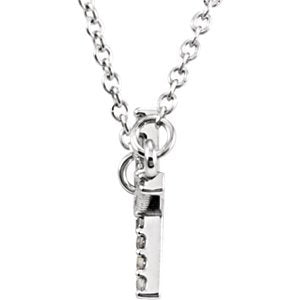 22-Stone Diamond Sideways Cross Platinum Pendant Necklace, 16-18" (1/10 Cttw)