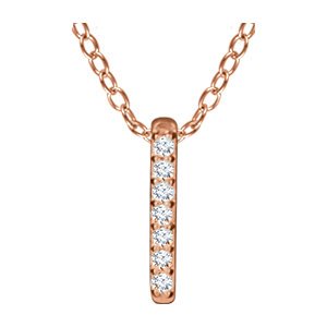 Diamond Bar Necklace in 14k Rose Gold, 16-18" (.05 Ctw, Color H+, Clarity I1)