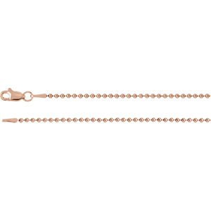 1.5mm 14k Rose Gold Bead Chain, 16"