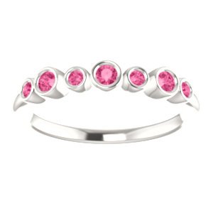 Pink Tourmaline 7-Stone 3.25mm Ring, Rhodium-Plated 14k White Gold