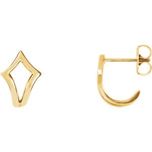 Geometric J-Hoop Earrings, 14k Yellow Gold