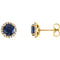 Chatham Created Blue Sapphire and Diamond Earrings, 14k Yellow Gold (0.16 Ctw, G-H Color, I1 Clarity)