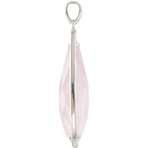 Rose Quartz Pear and Sterling Silver Necklace, 18"