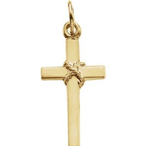 14k Yellow Gold Rope Cross Pendant