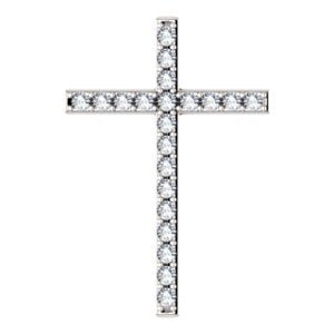 Diamond Cross Rhodium-Plated 14k White Gold Pendant (.50 Ctw, G-H Color, I1 Clarity) (1.75 MM)