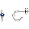 Blue Sapphire J-Hoop Earrings, Rhodium-Plated 14k White Gold