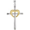 Diamond Heart Cross Rhodium-Plated Sterling Silver and 10k Yellow Gold Pendant (.015 Ctw, I-J Color, I3 Clarity)