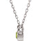 Peridot Solitaire Rhodium Plate 14k White Gold Pendant Necklace, 16"