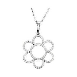 14k White Gold .39 Cttw. Diamond Flower Necklace
