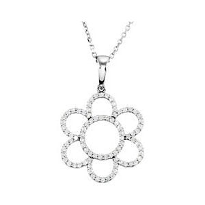 14k White Gold .39 Cttw. Diamond Flower Necklace