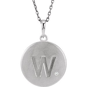 Diamond Letter 'W' Initial Sterling Silver Pendant Necklace, 18" (.005 Ct, GH Color, I2 Clarity)