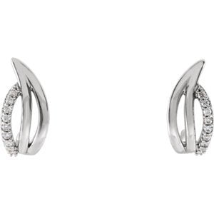 Platinum Diamond Freeform J-Hoop Earrings (.1 Ctw, G-H Color, SI2-SI3 Clarity )
