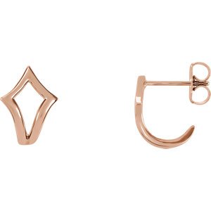 Geometric J-Hoop Earrings, 14k Rose Gold