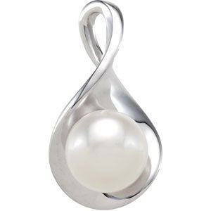 White Freshwater Cultured Pearl Infinity Pendant, Sterling Silver (9.5-10 MM)