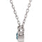 Aquamarine Solitaire Rhodium Plate 14k White Gold Pendant Necklace, 16"