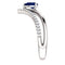 Blue Sapphire Pear and Diamond Chevron Sterling Silver Ring (.145 Ctw, G-H Color, I1 Clarity), Size 8
