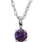 Children's Amethyst Solitaire Rhodium Plate 14k White Gold Pendant Necklace, 14"